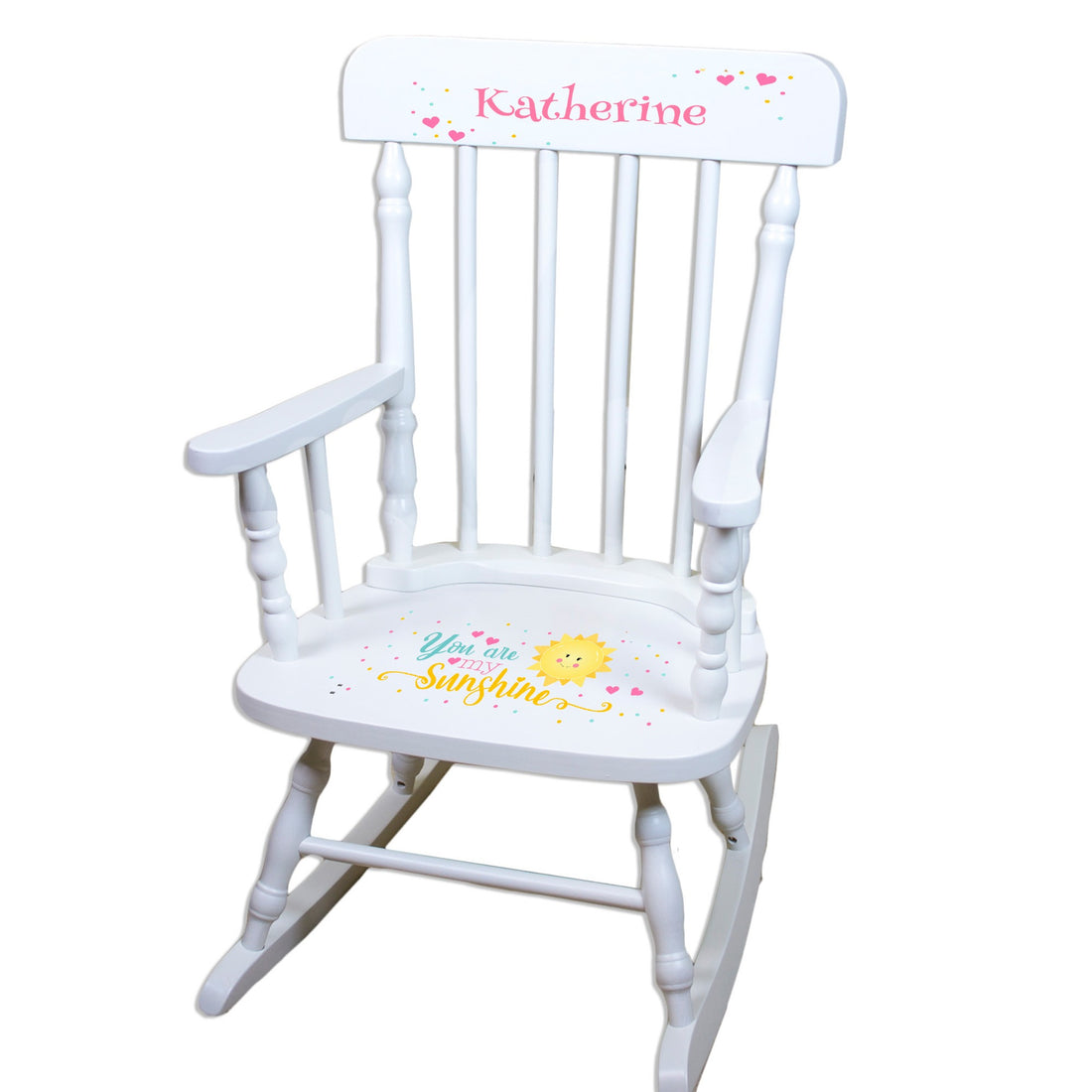You Are My Sunshine White Spindle Rocking Chair - MyBambino.com