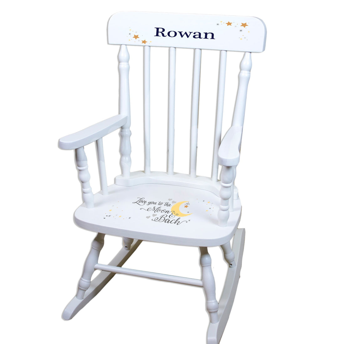 I Love You To The Moon & Back White Spindle Rocking Chair - MyBambino.com