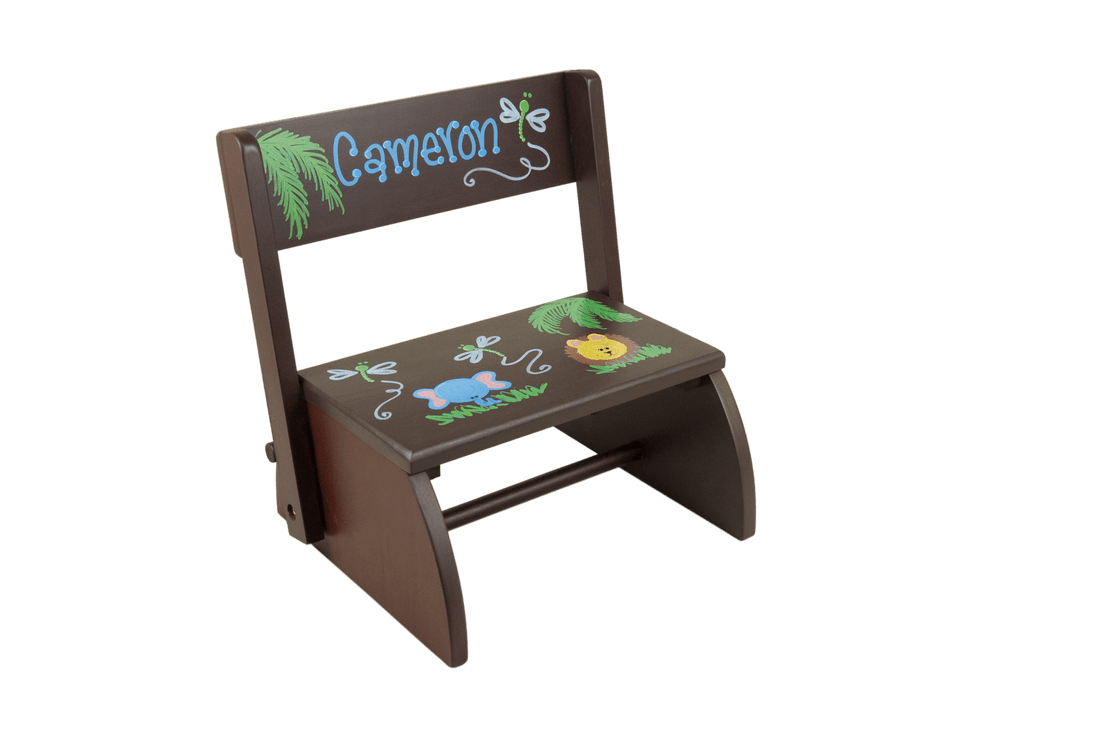 Hand Painted Espresso Flip Stool - MyBambino.com