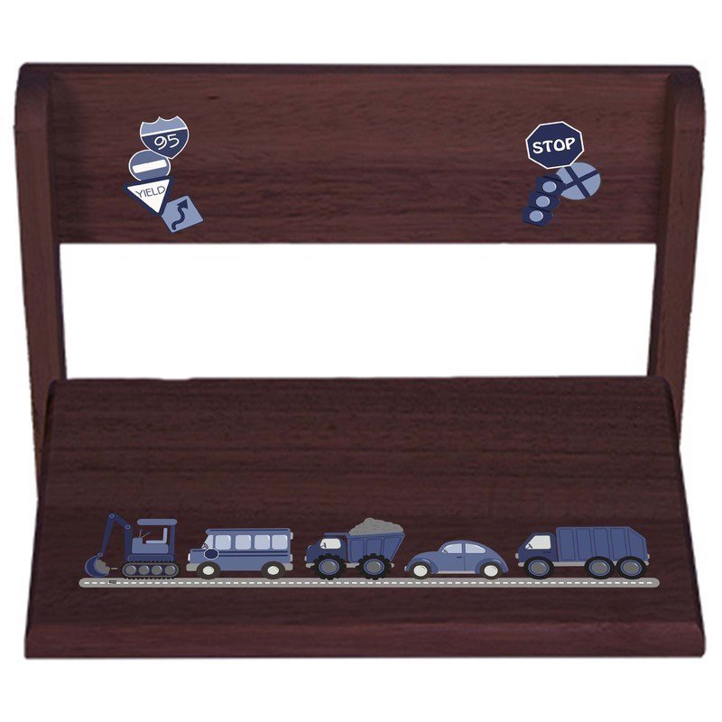 Personalized Transportation Espresso Flip Stool - MyBambino.com