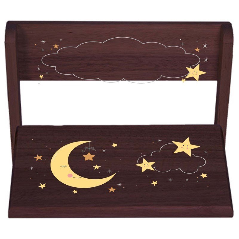 Personalized Celestial Moon Espresso Flip Stool - MyBambino.com