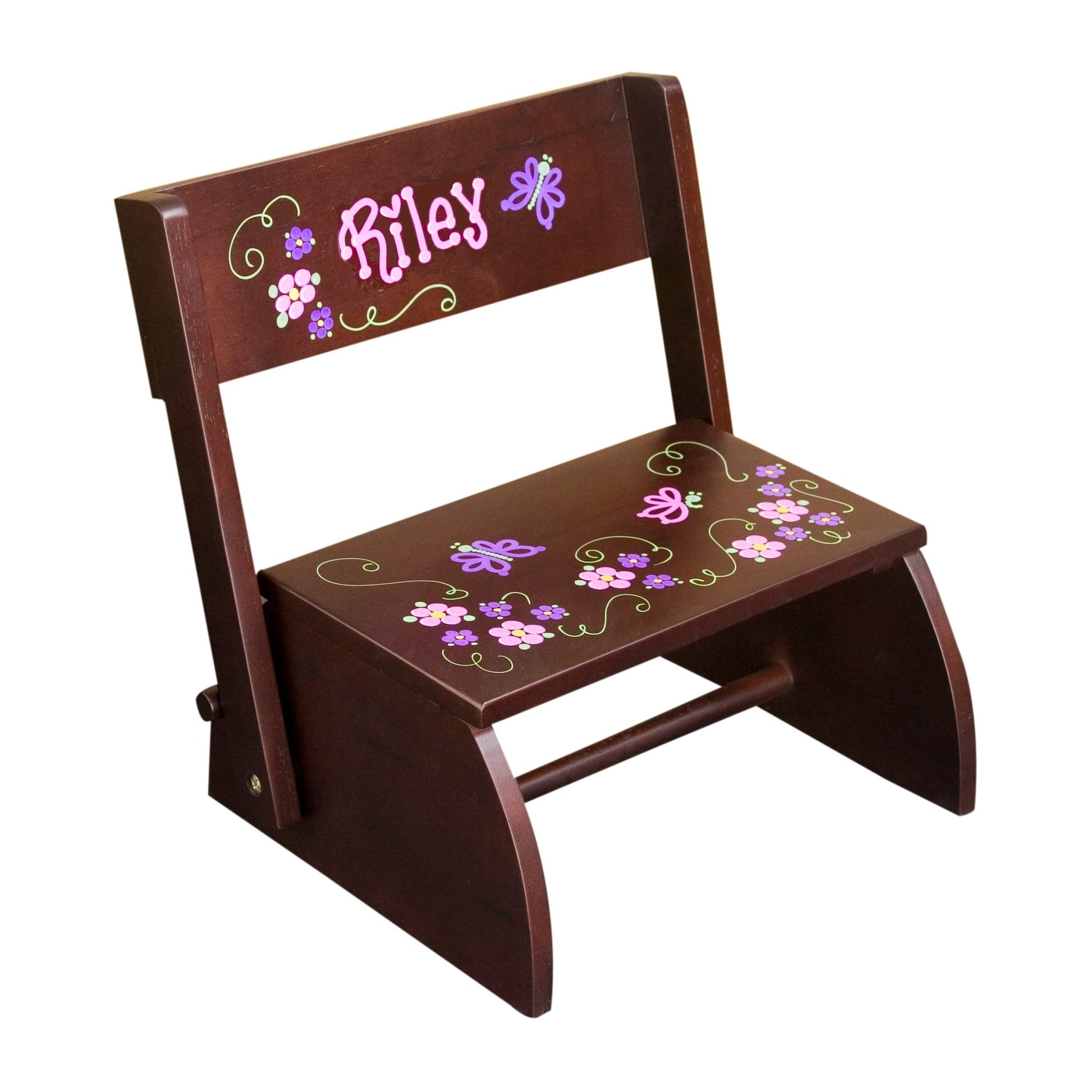 Hand Painted Espresso Flip Stool - MyBambino.com