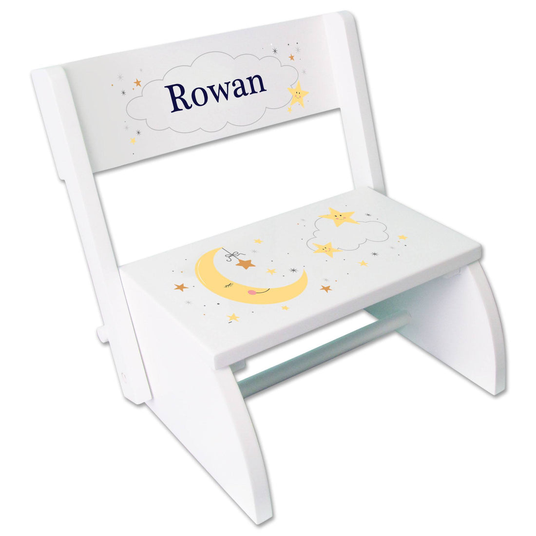 Personalized Celestial Moon White Flip Stool - MyBambino.com
