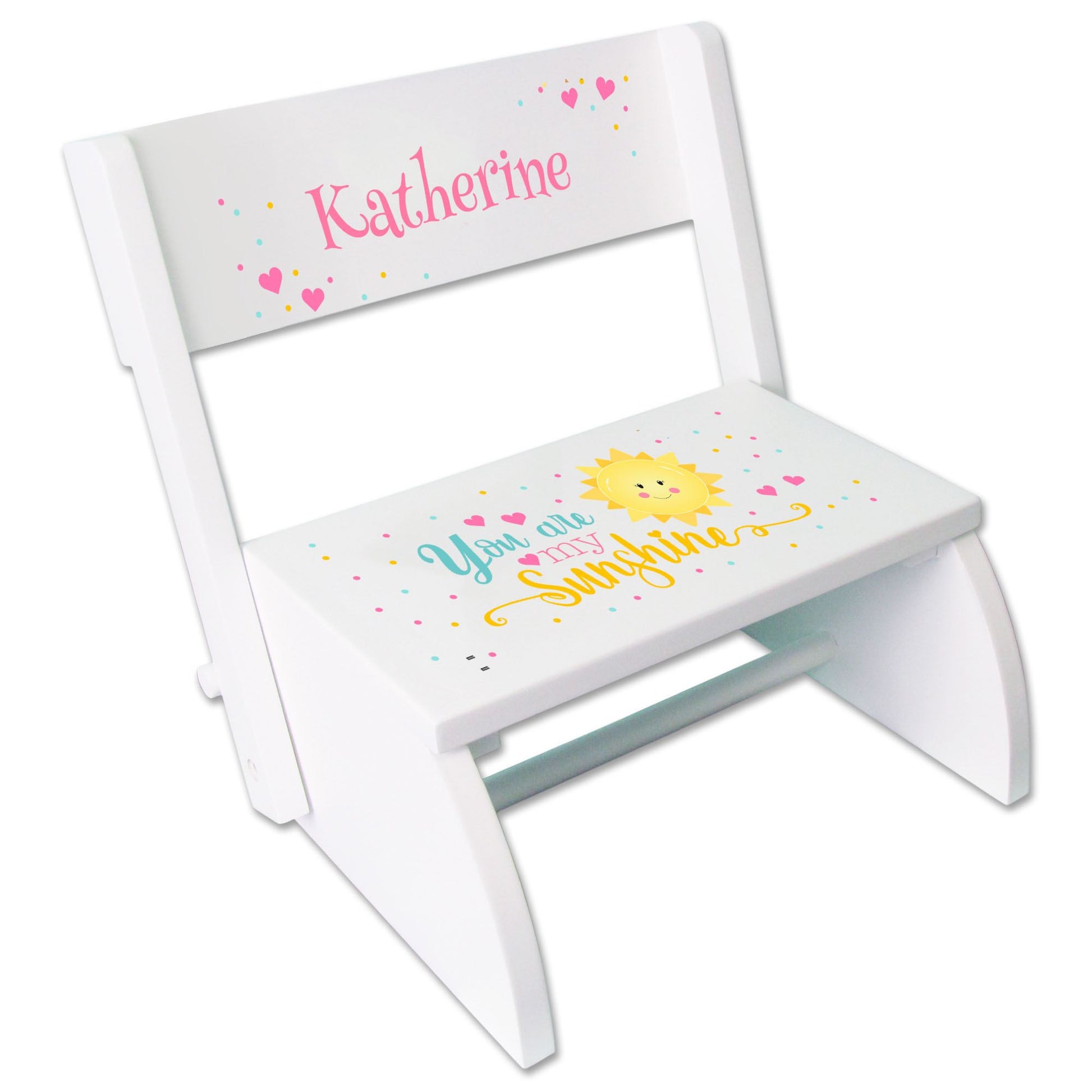 Personalized You Are My Sunshine White Flip Stool