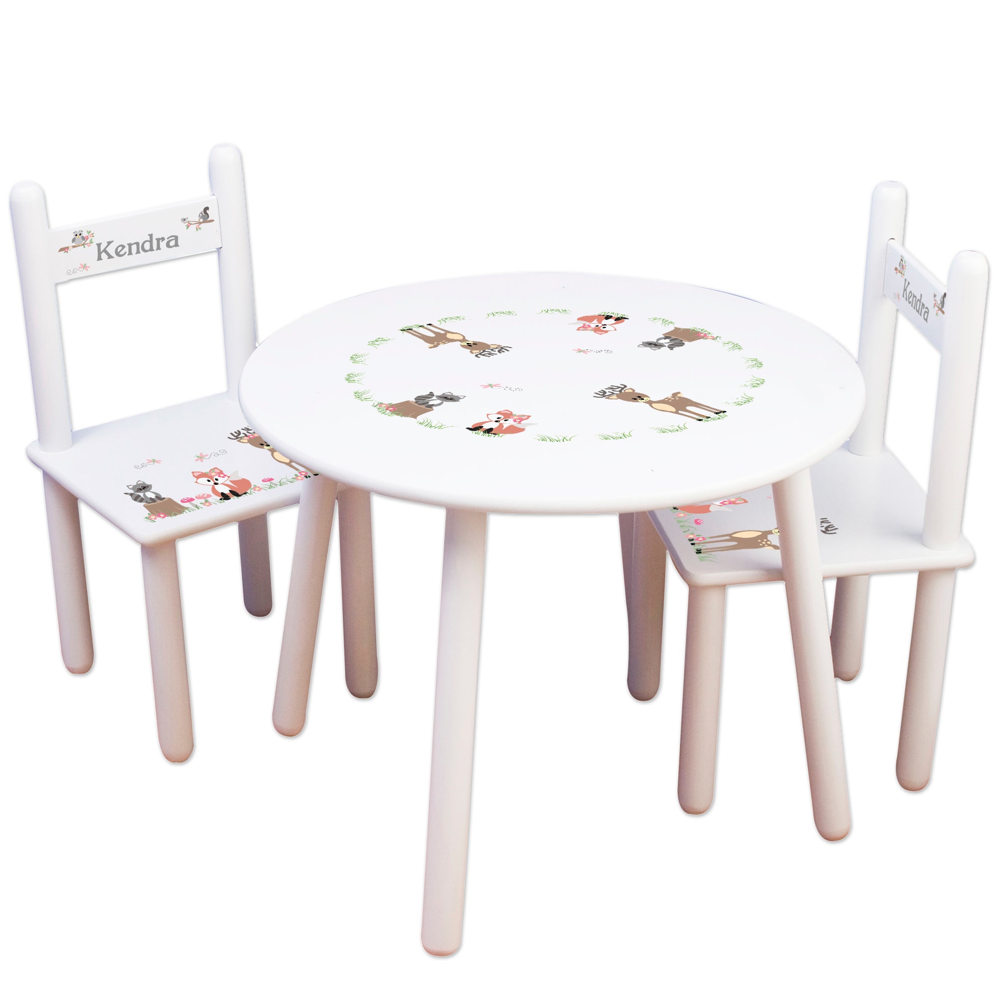 personalized woodland animal child's table and chair set