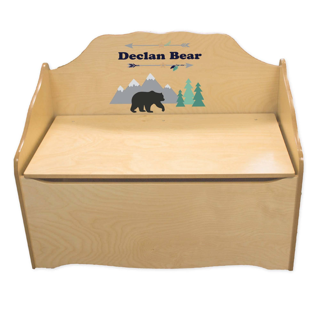 natural wood personalized toy box bench chest 