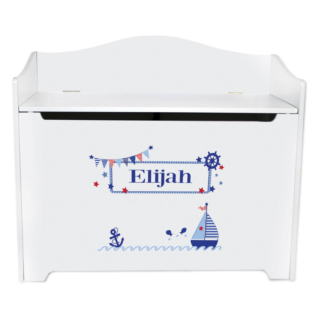 White Toy Box Bench - Sailboat - MyBambino.com