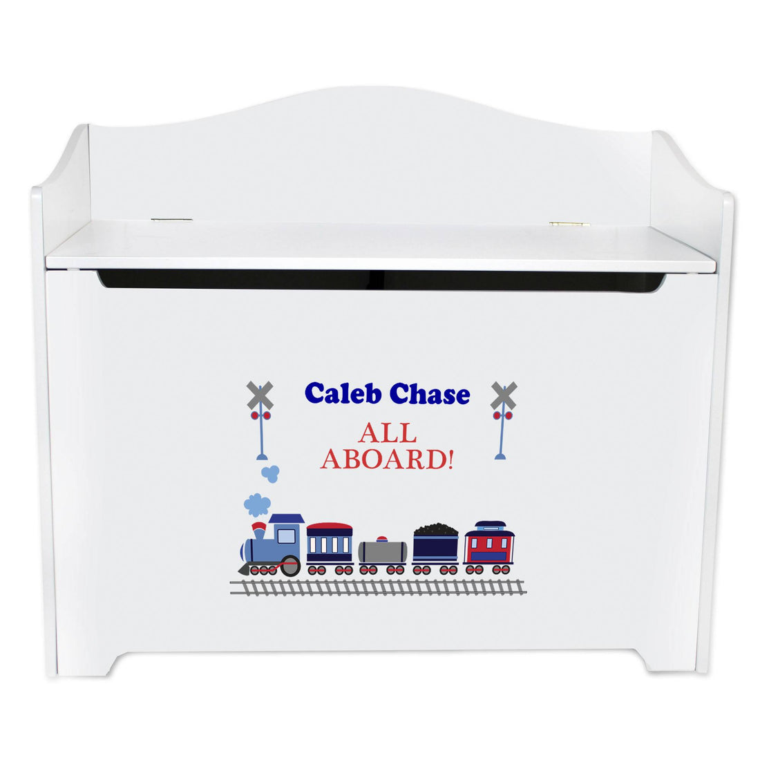 White Toy Box Bench - Train - MyBambino.com
