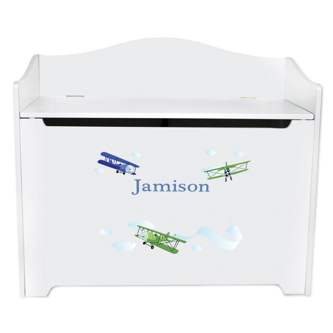 White Toy Box Bench - Airplane - MyBambino.com