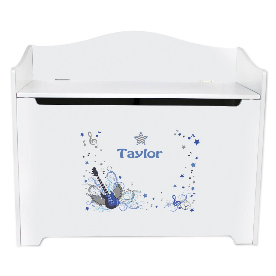 White Toy Box Bench - Blue Rock Star - MyBambino.com