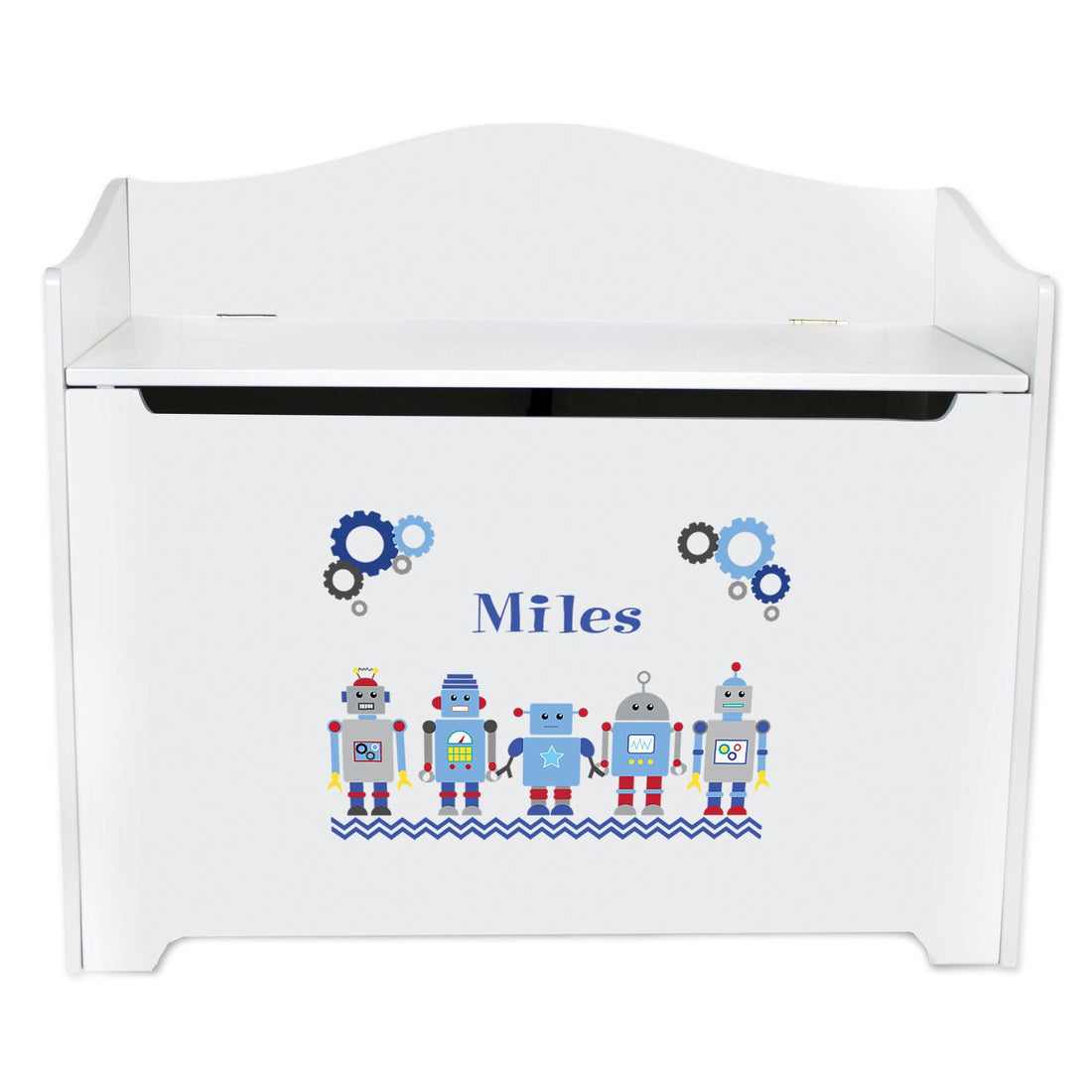 White Toy Box Bench - Robot - MyBambino.com