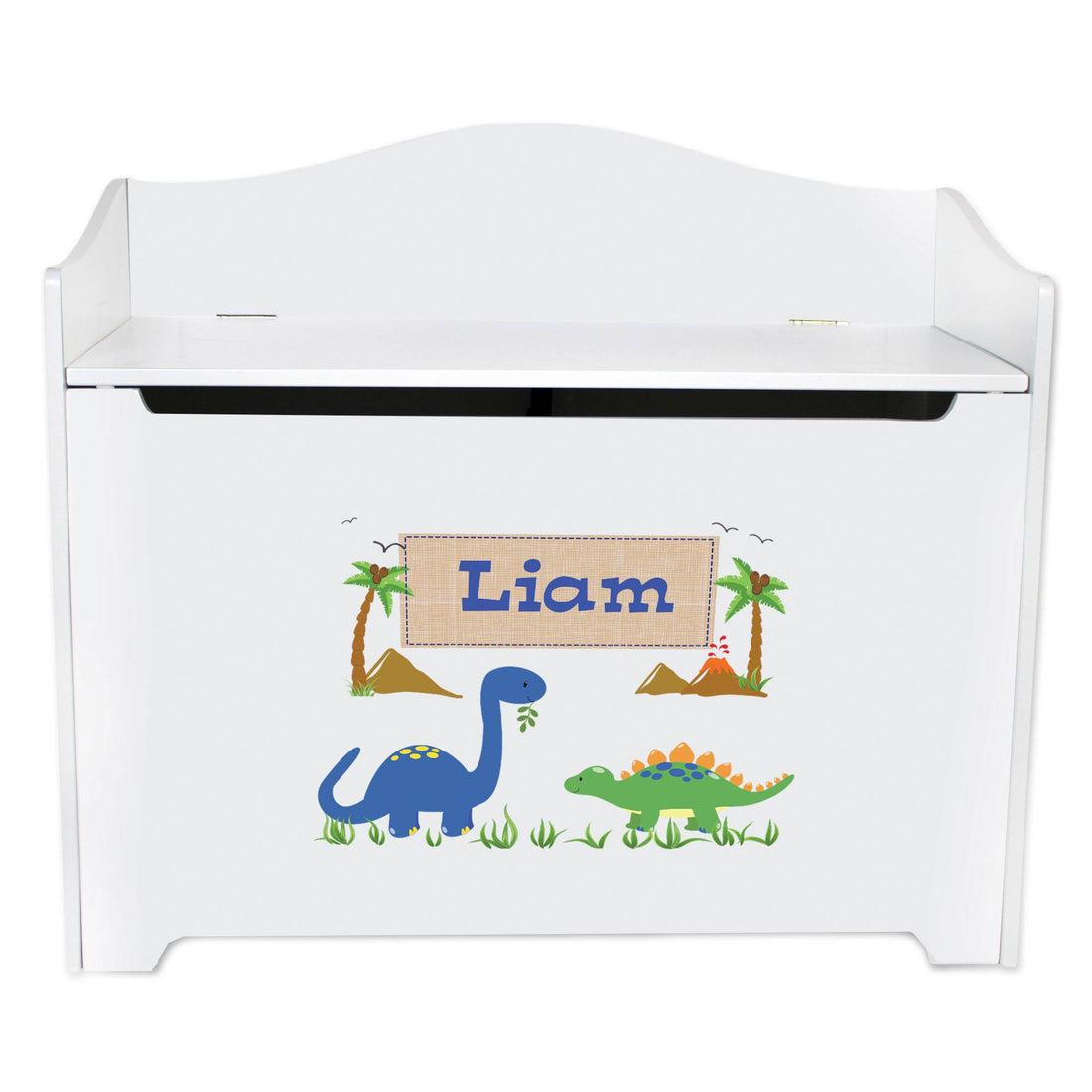 White Toy Box Bench - Dinosaurs - MyBambino.com