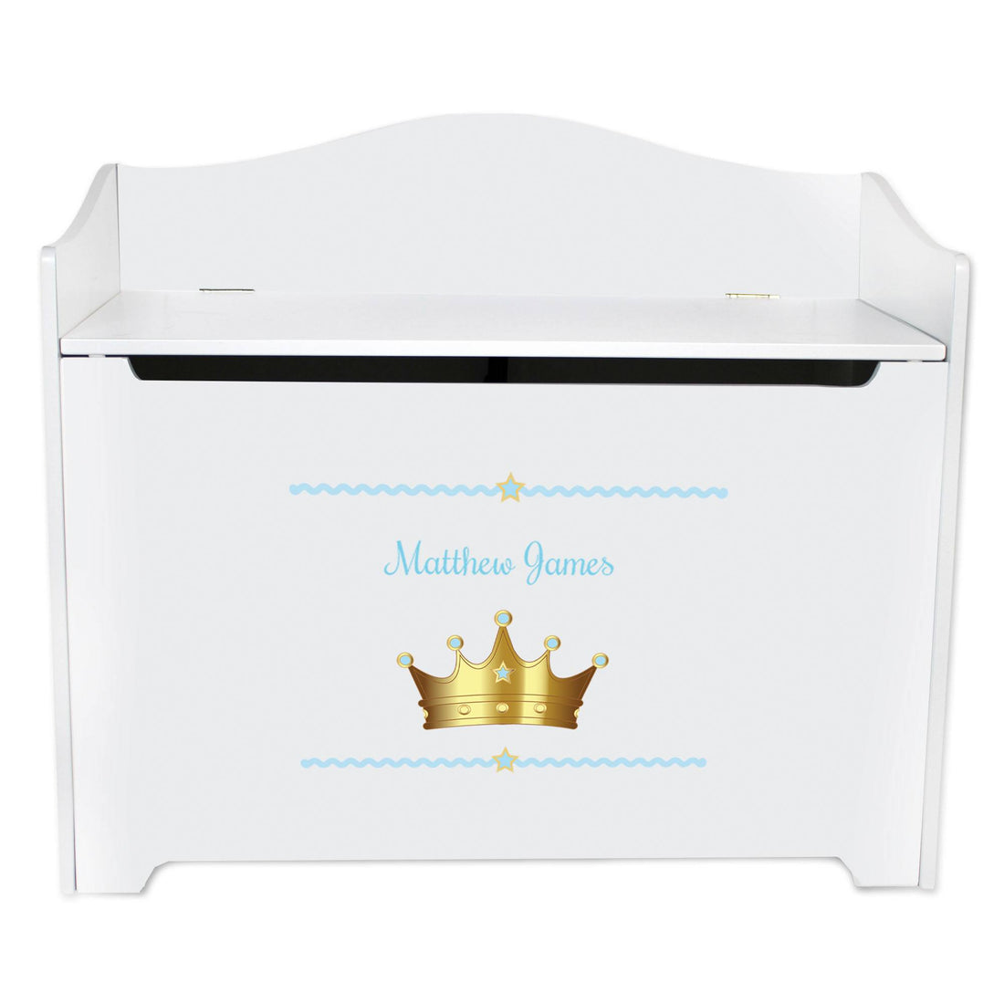 White Toy Box Bench - Prince Crown Blue - MyBambino.com