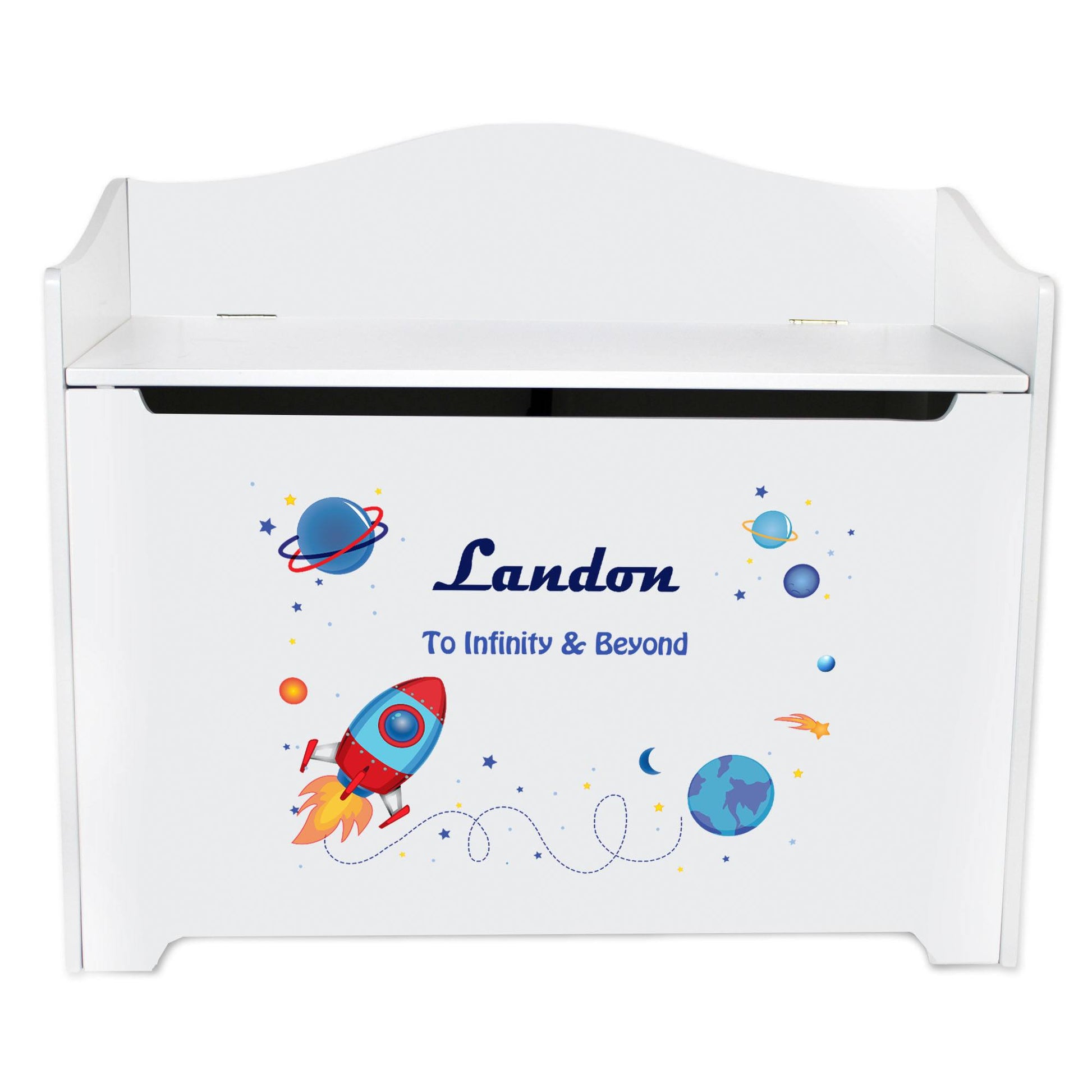 White Toy Box Bench - Rocket - MyBambino.com