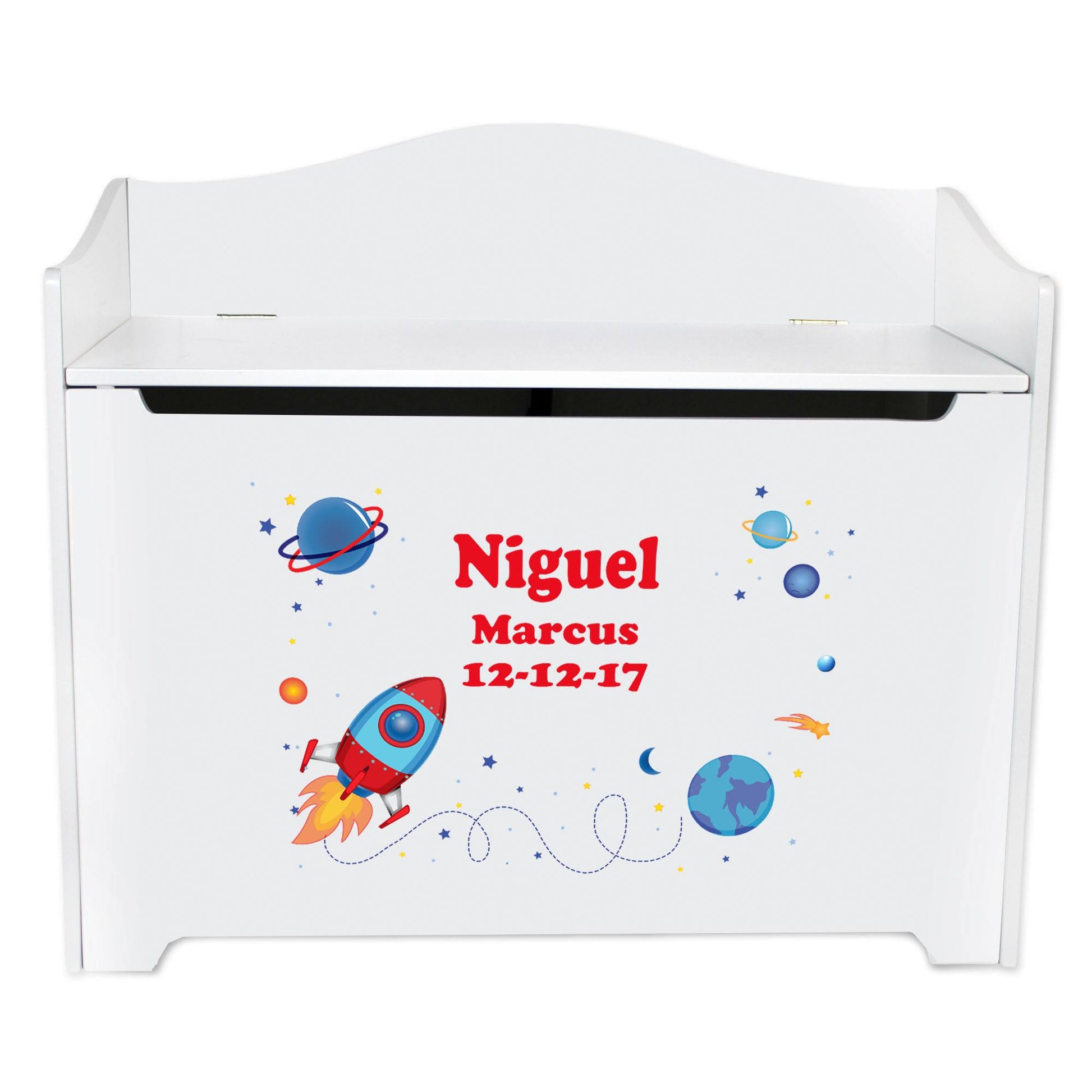White Toy Box Bench - Rocket - MyBambino.com
