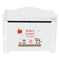 White Toy Box Bench - Barnyard Animals - MyBambino.com