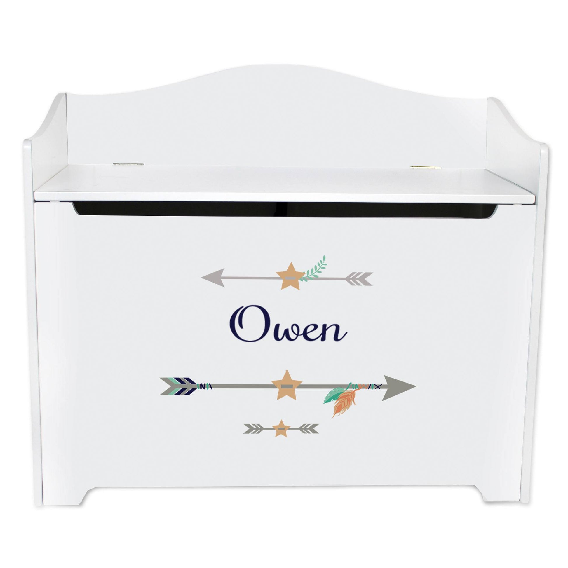White Toy Box Bench - Tribal Arrows Boy - MyBambino.com