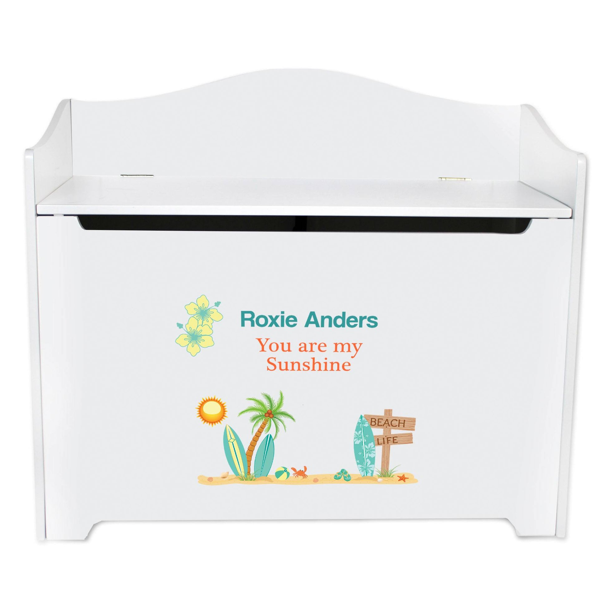 White Toy Box Bench - World Map Blue - MyBambino.com