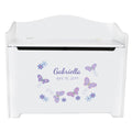 White Toy Box Bench - Butterflies Lavender - MyBambino.com