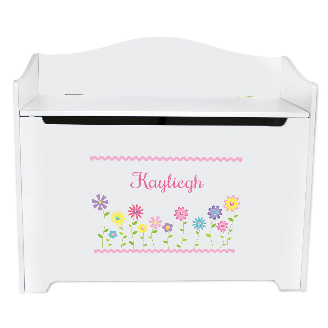 White Toy Box Bench - Stemmed Flowers - MyBambino.com