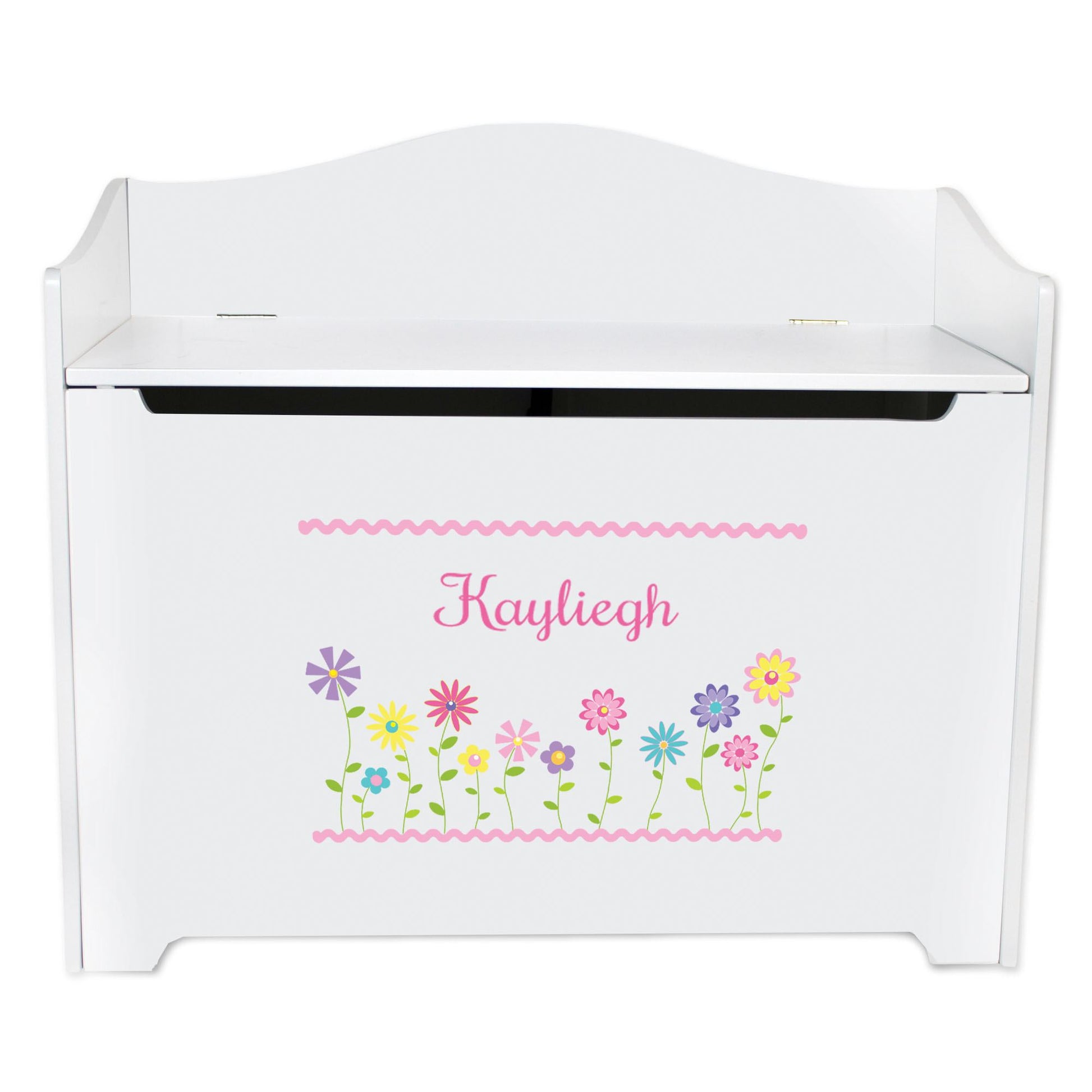 White Toy Box Bench - Stemmed Flowers - MyBambino.com