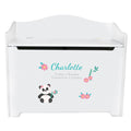 White Wooden Toy Box Bench with Fairy Princess design
