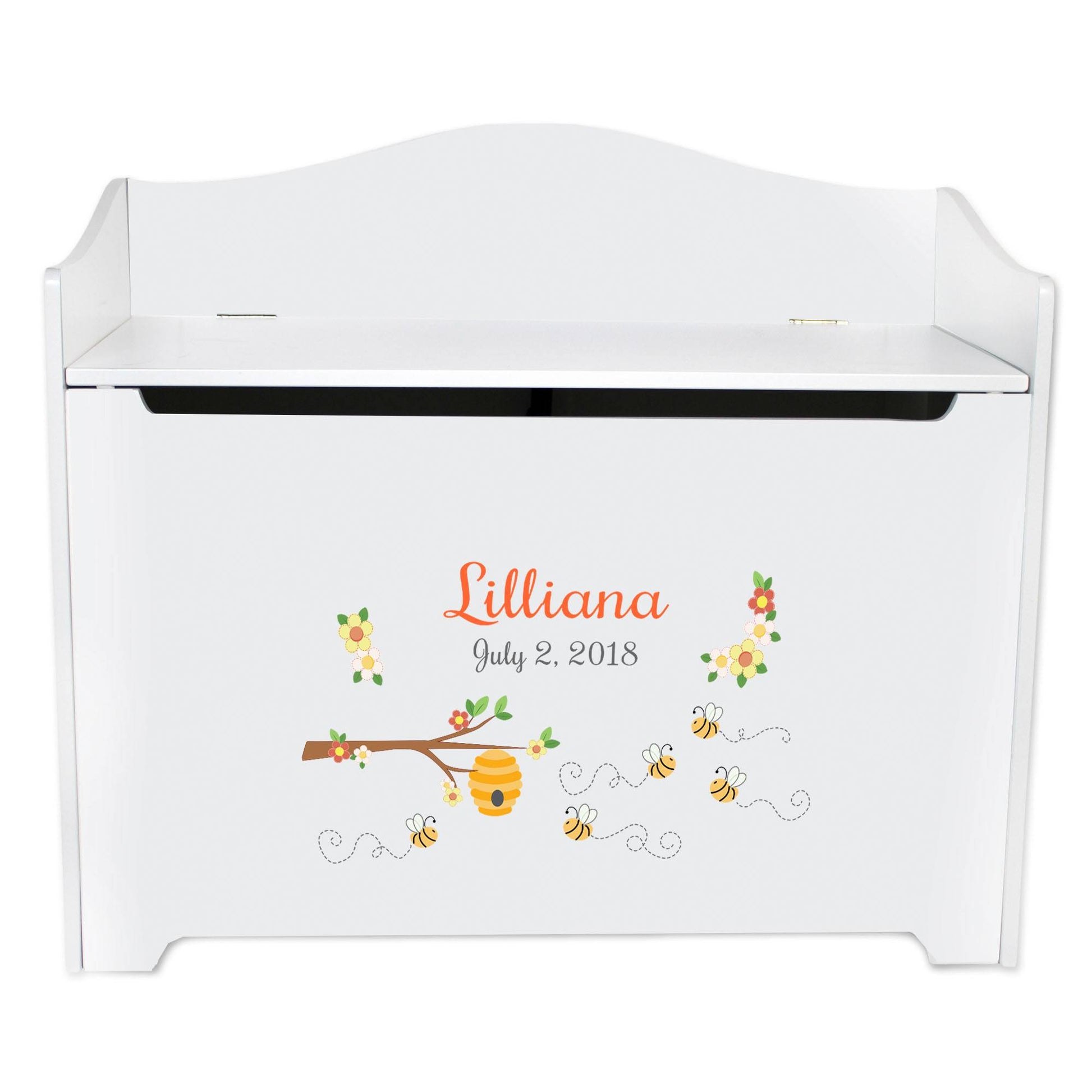 White Toy Box Bench - Honey Bees - MyBambino.com