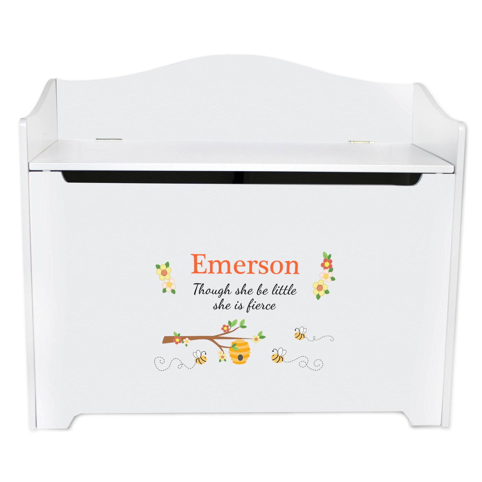 White Toy Box Bench - Honey Bees - MyBambino.com
