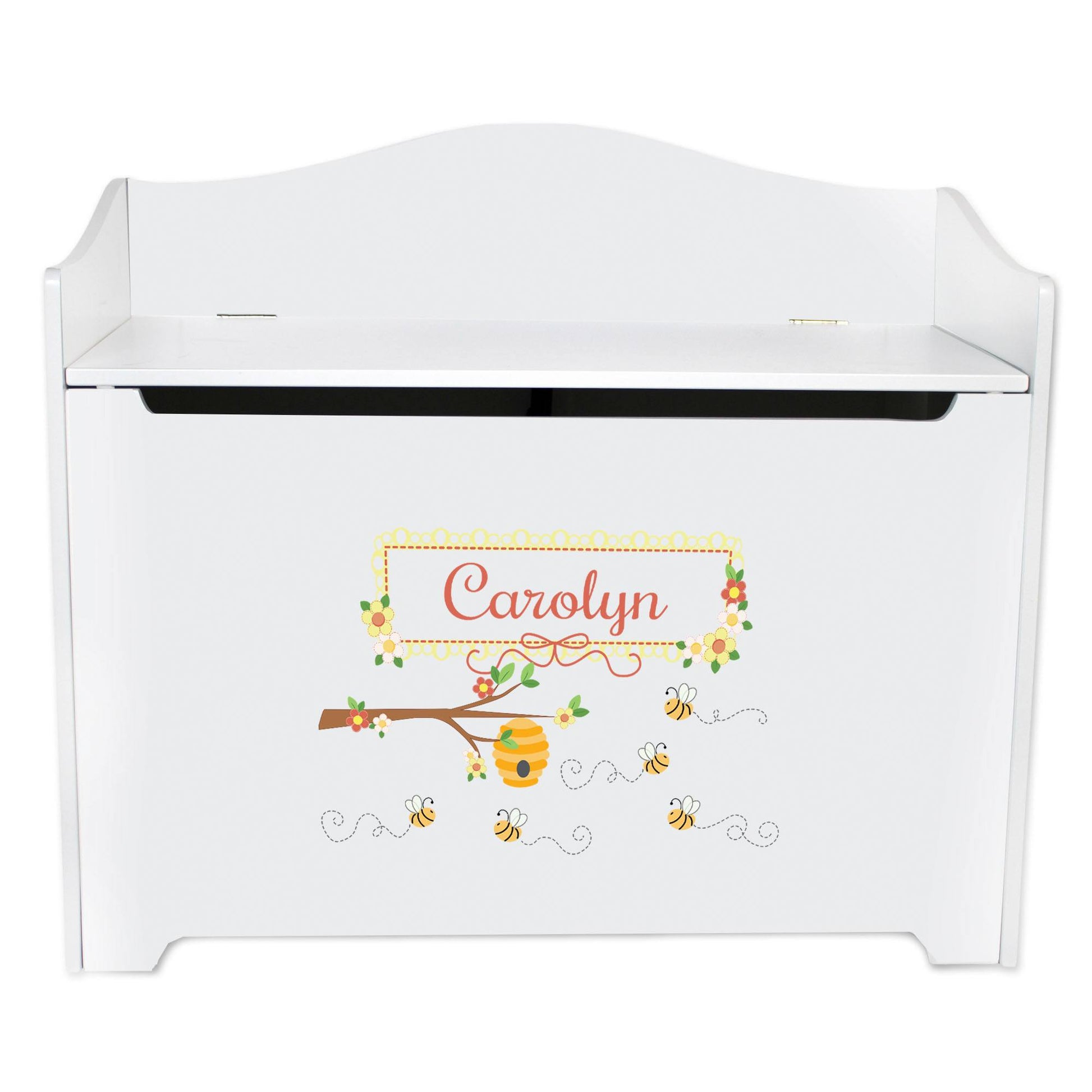 White Toy Box Bench - Honey Bees - MyBambino.com