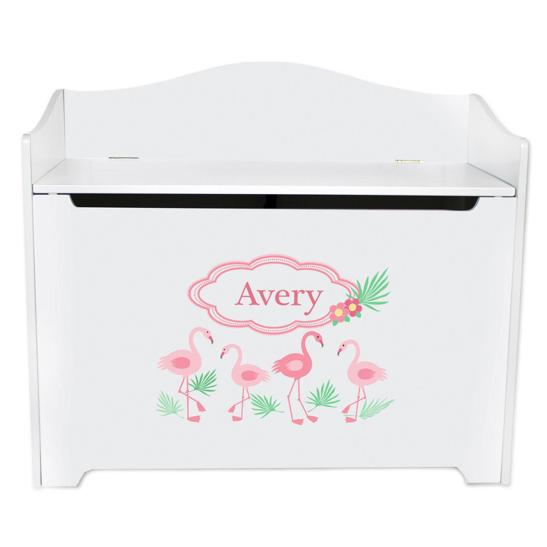 White Toy Box Bench - Palm Flamingo - MyBambino.com
