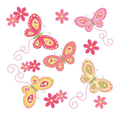 300d Yellow Pink Butterflies