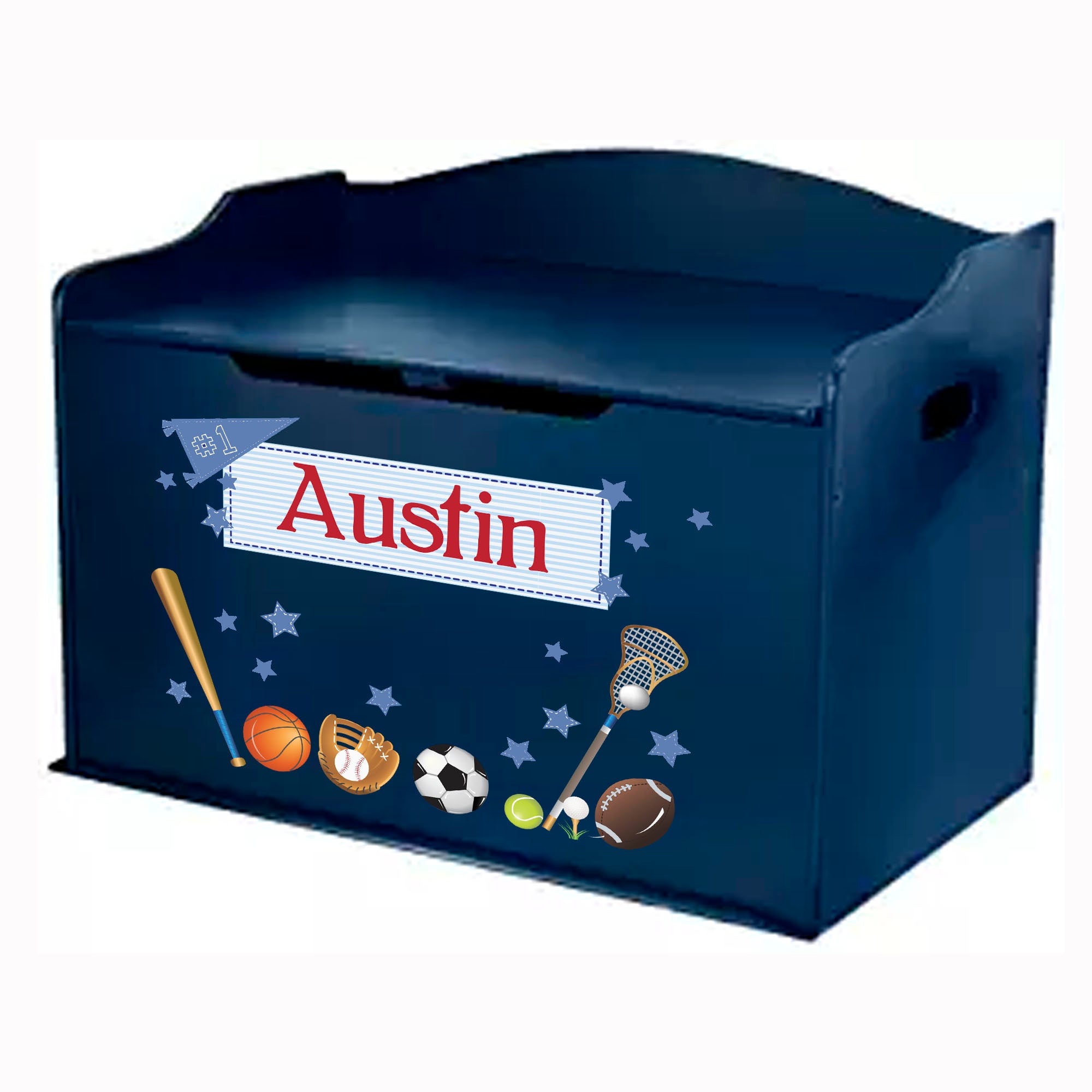 Personalized Blue Toy Box Bench | My Bambino