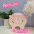 Personalized Pink Piggy Bank - Aqua Pink Butterflies - MyBambino.com