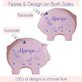 Personalized Pink Piggy Bank - Aqua Pink Butterflies - MyBambino.com