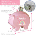 Personalized Pink Piggy Bank - Stemmed Flowers - MyBambino.com