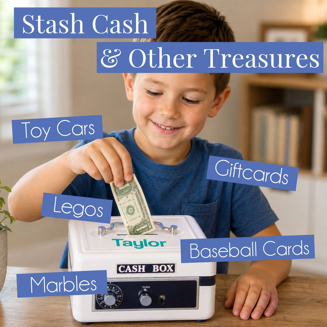 Blue Cash Box - Mountain Skiing