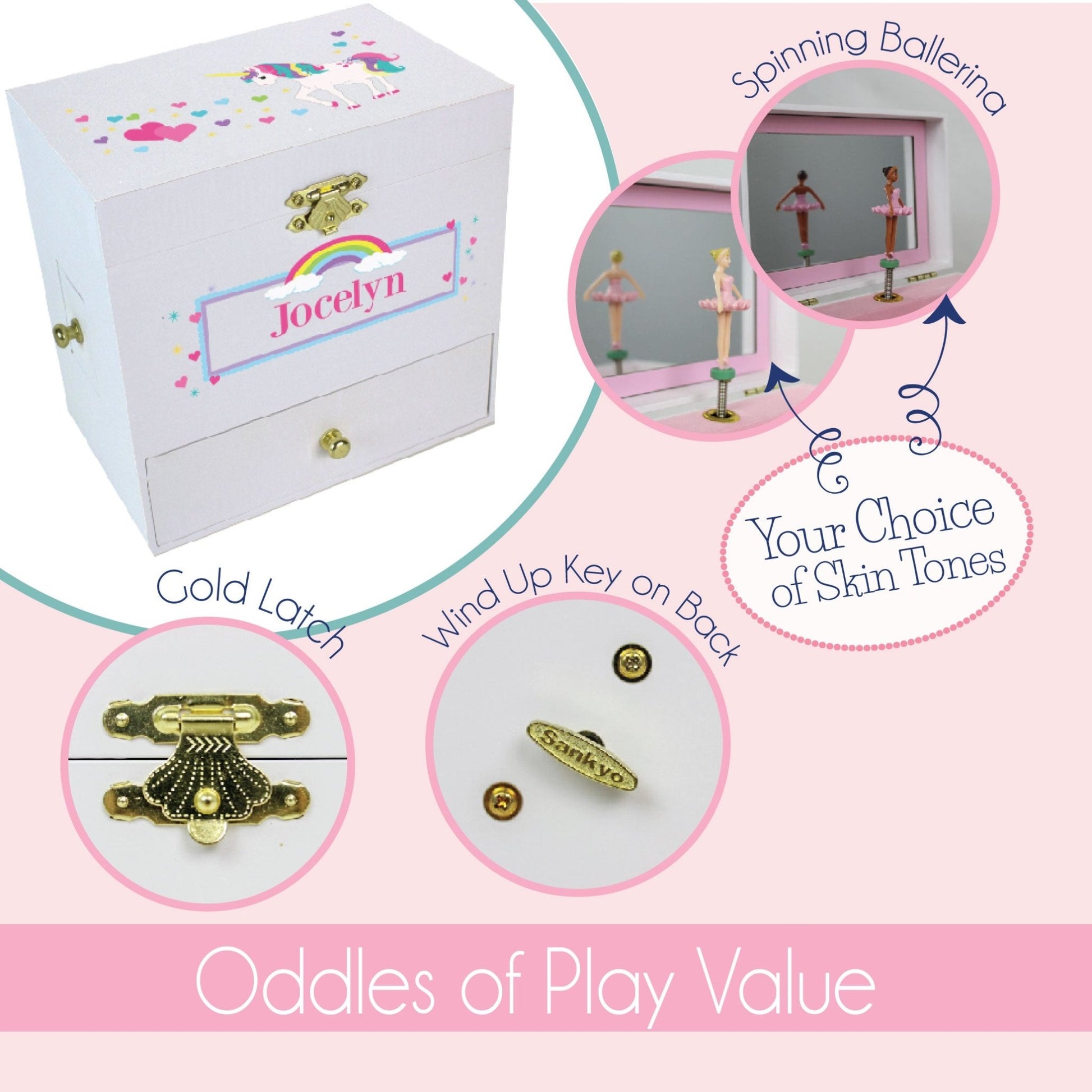 Personalized Deluxe Musical Ballerina Jewelry Box 2.0 - MyBambino.com