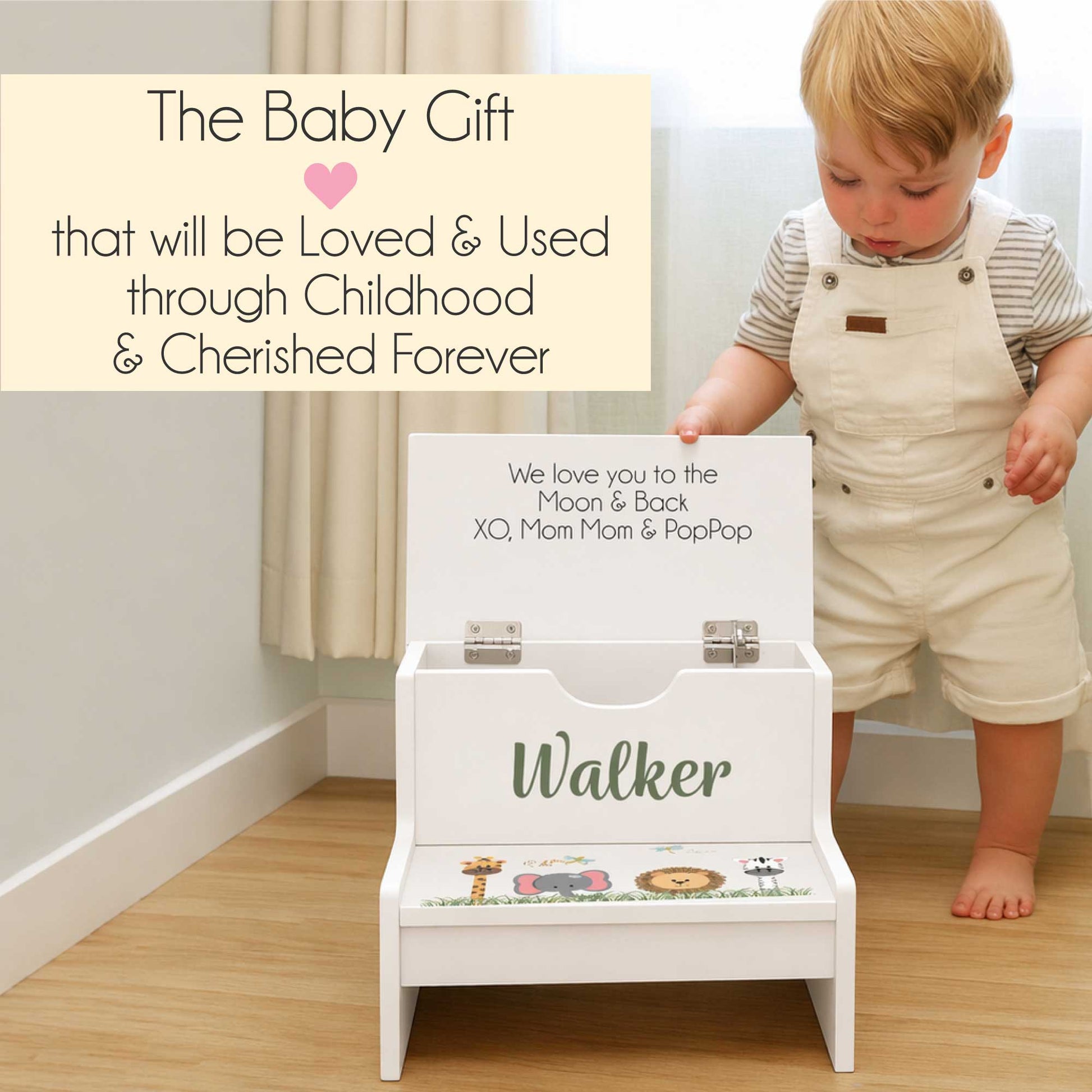 Personalized Child's Storage Step Stool 2.0 - MyBambino.com