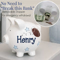 Hand Painted Personalized Classic Piggy Bank - Green Tractor - MyBambino.com