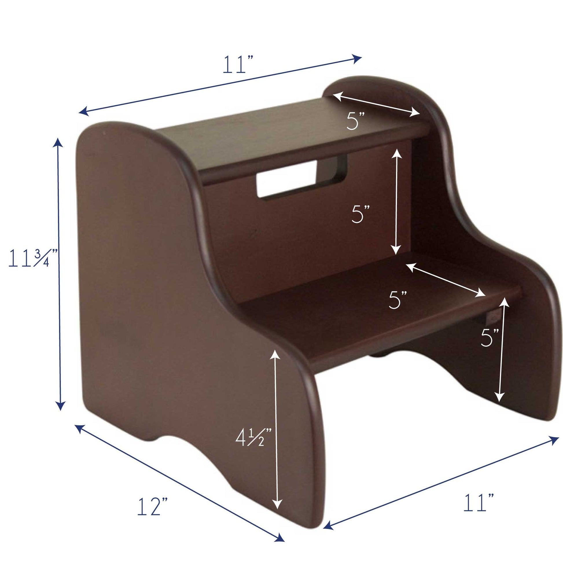 Personalized Construction Espresso Two Step Stool