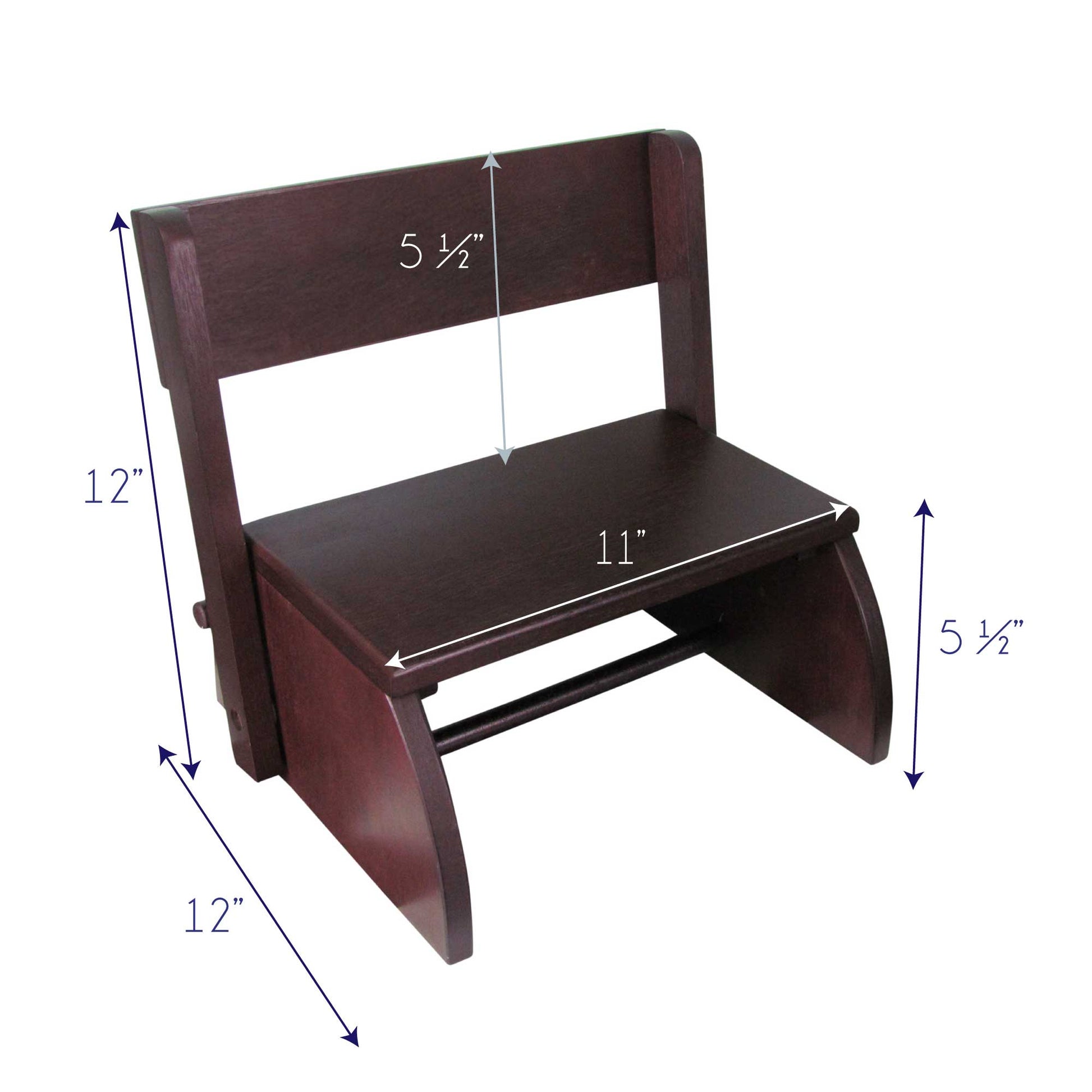 Personalized Pink Princess Crown Child's Espresso Flip Stool