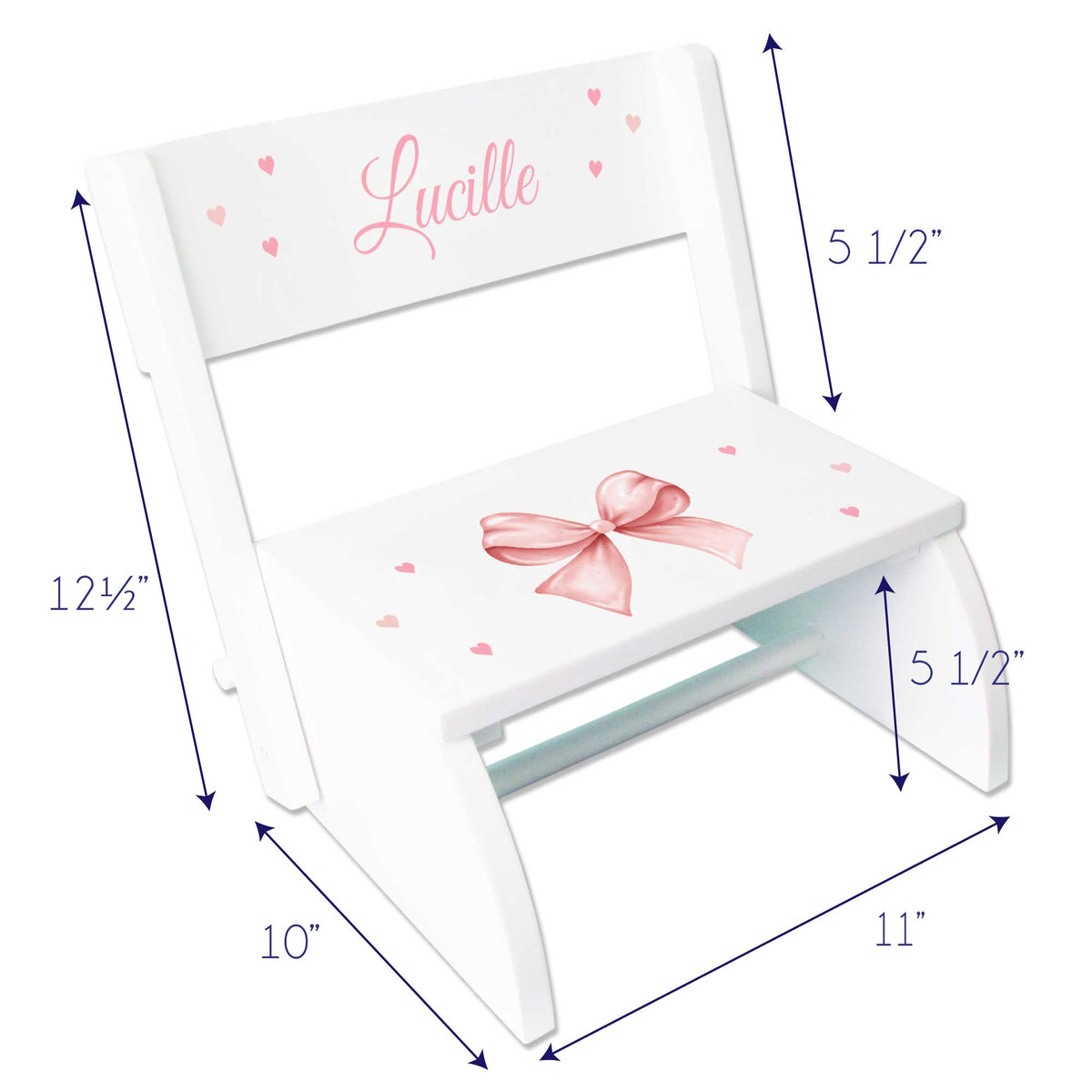 Personalized Classic Teddy Bear White Flip Stool - MyBambino.com