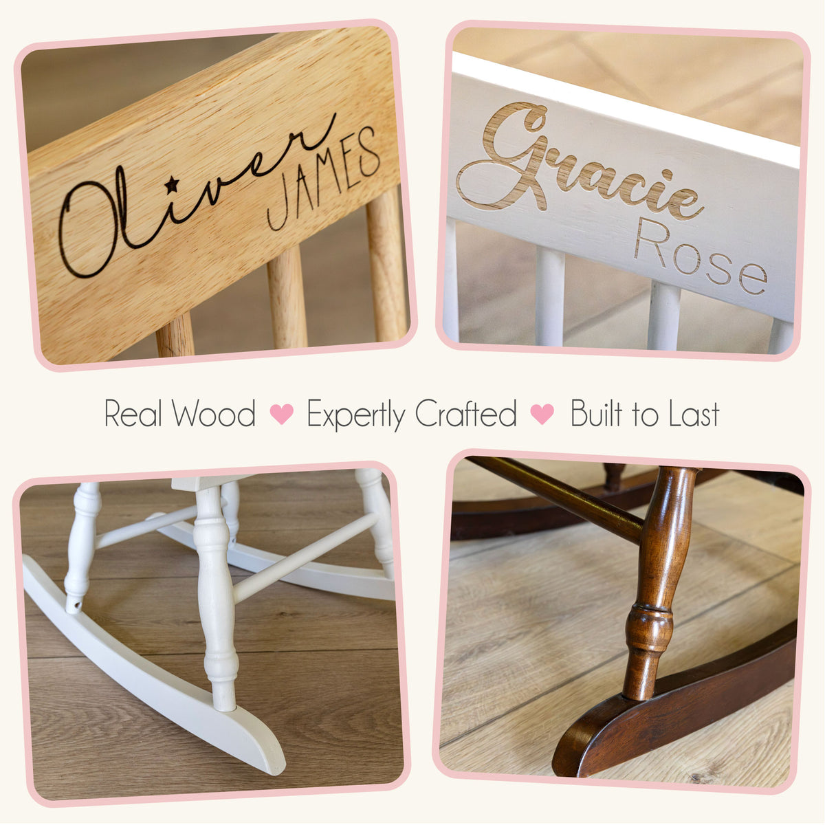 Engraved Child's Wood Spindle Rocking Chair 2.0 - MyBambino.com