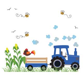 Personalized Blue Tractor Childrens Red Cash Box
