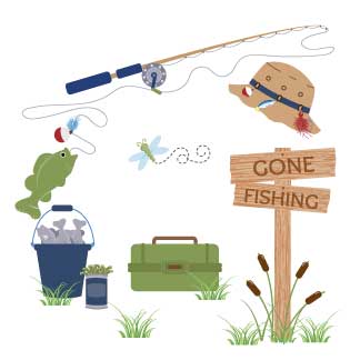 Personalized Gone Fishing Rock And Read baby gift set