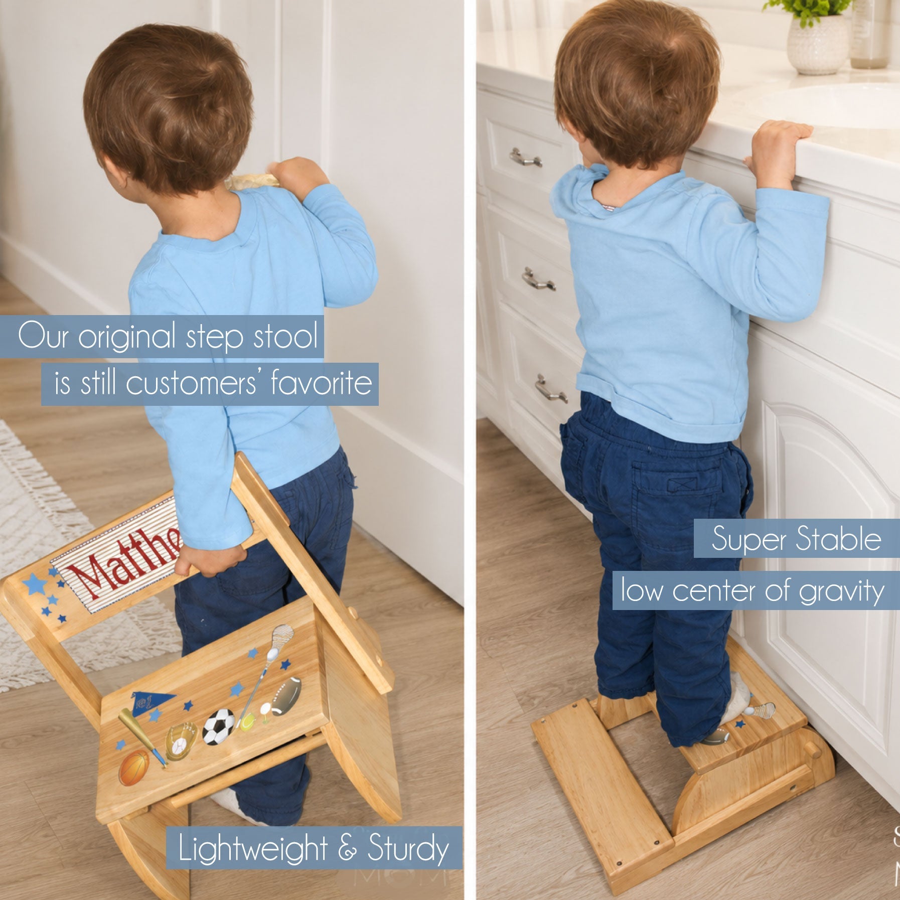 Personalized Brunette Ballerina Child's Espresso Flip Stool