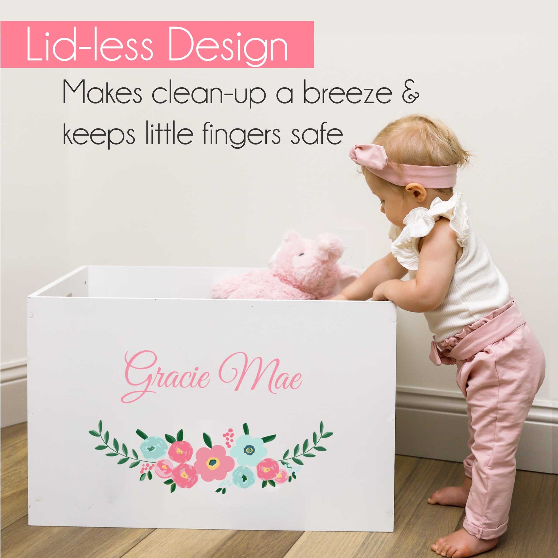 Open Top Toy Box - Bright Butterflies Garland - MyBambino.com