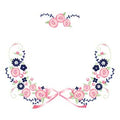Personalized White Bookends with Navy Pink Floral Garland design