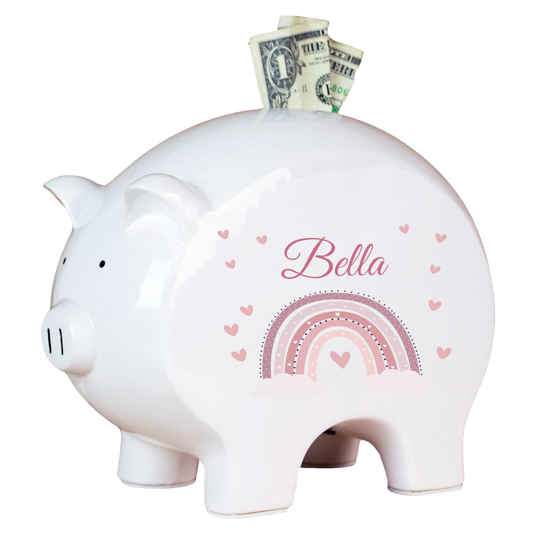 Personalized Piggy Bank - Mauve Rainbow - MyBambino.com