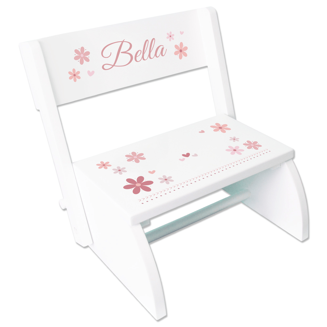 Personalized Mauve Daisy White Flip Stool - MyBambino.com